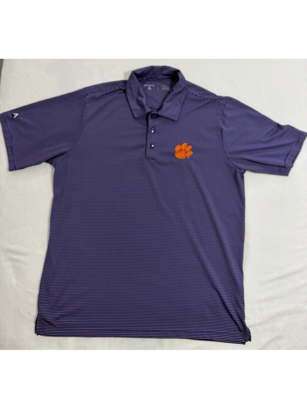 Clemson Tigers Polo Shirt Mens Button Up Purple White Team Fan Apparel